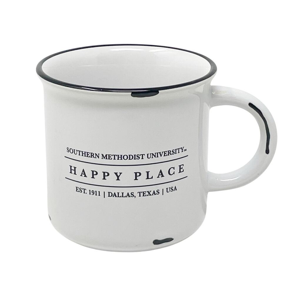 SMU Happy Place White Black Coffee Mug Cup Southern Methodist University Alumni‎